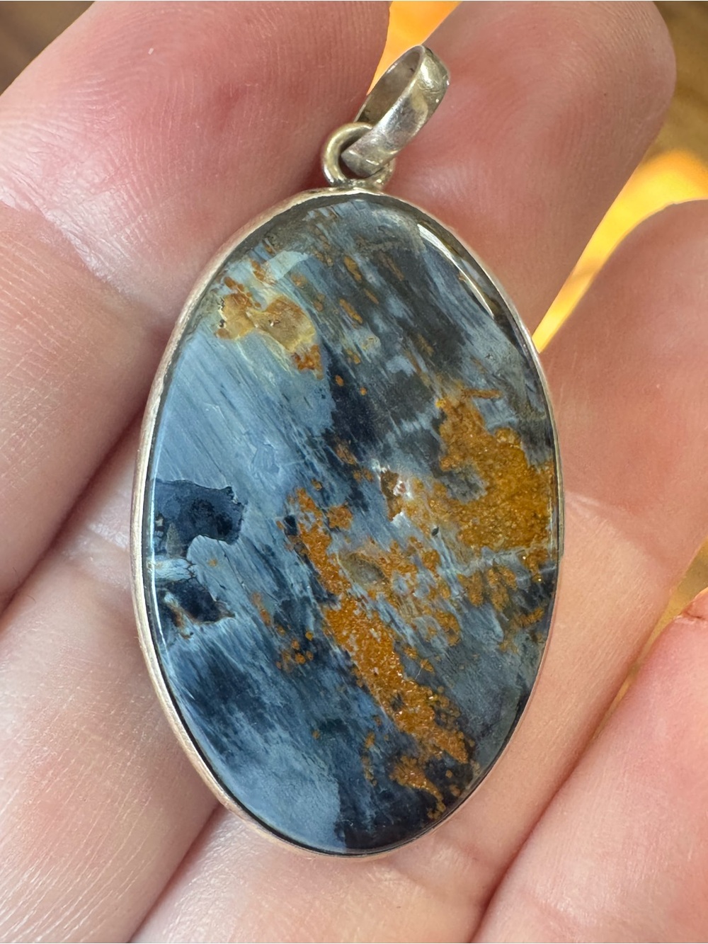Pietersite Sterling Silver Oval Gemstone Pendant
